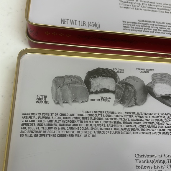 Elvis Presley Russell Stover Holiday Candy Tins Set Of Two Red With Hinged Lid - Picture 5 of 8
